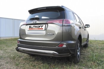 9 599 р. Защита задняя Slitkoff  Toyota RAV4  XA40 (2015-2019) 5 дв. рестайлинг (Цвет: серебристый)  с доставкой в г. Набережные‑Челны. Увеличить фотографию 1