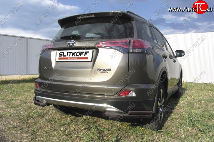 7 599 р. Уголки d57+d42 двойные  Toyota RAV4  XA40 (2015-2019) 5 дв. рестайлинг (Цвет: серебристый)  с доставкой в г. Набережные‑Челны