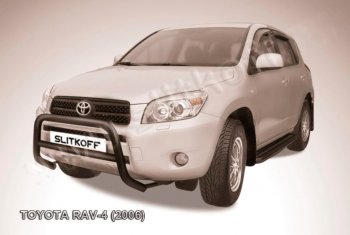 24 449 р. Защита переднего бампера Slitkoff (Ø57 мм, низкая)  Toyota RAV4  XA305 (2005-2009) 5 дв. дорестайлинг (Нержавейка полированная)  с доставкой в г. Набережные‑Челны. Увеличить фотографию 2