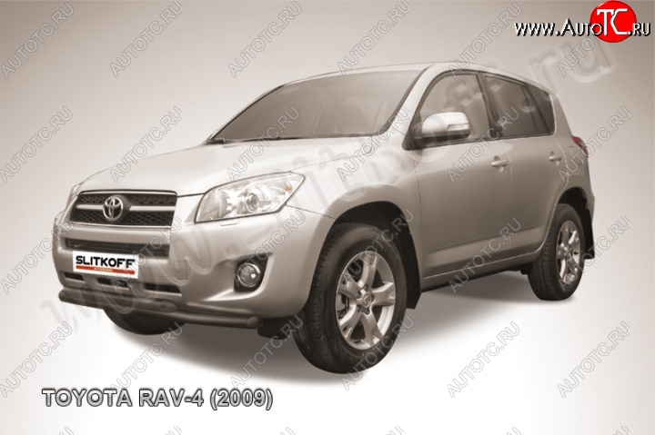 10 299 р. Защита переднего бампер Slitkoff Toyota RAV4 XA30 5 дв. удлиненный 1-ый рестайлинг (2009-2010) (Цвет: серебристый)  с доставкой в г. Набережные‑Челны