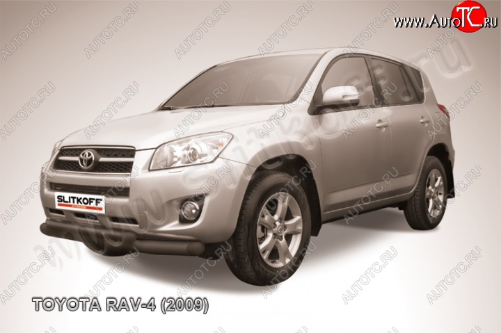 9 999 р. Защита переднего бампер Slitkoff Toyota RAV4 XA30 5 дв. 1-ый рестайлинг (2008-2010) (Цвет: серебристый)  с доставкой в г. Набережные‑Челны