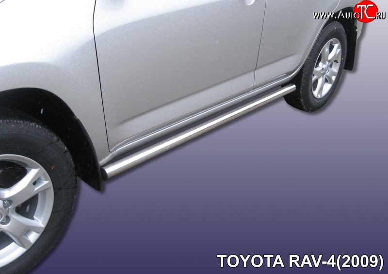 12 699 р. Защита порогов из круглой трубы диаметром 57 мм Slitkoff  Toyota RAV4  XA30 (2008-2010) 5 дв. 1-ый рестайлинг (Цвет: нержавеющая полированная сталь)  с доставкой в г. Набережные‑Челны