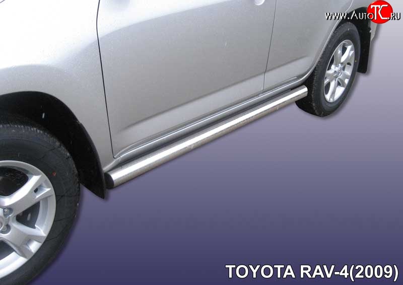 13 649 р. Защита порогов из круглой трубы диаметром 76 мм Slitkoff  Toyota RAV4  XA30 (2008-2010) 5 дв. 1-ый рестайлинг (Цвет: нержавеющая полированная сталь)  с доставкой в г. Набережные‑Челны