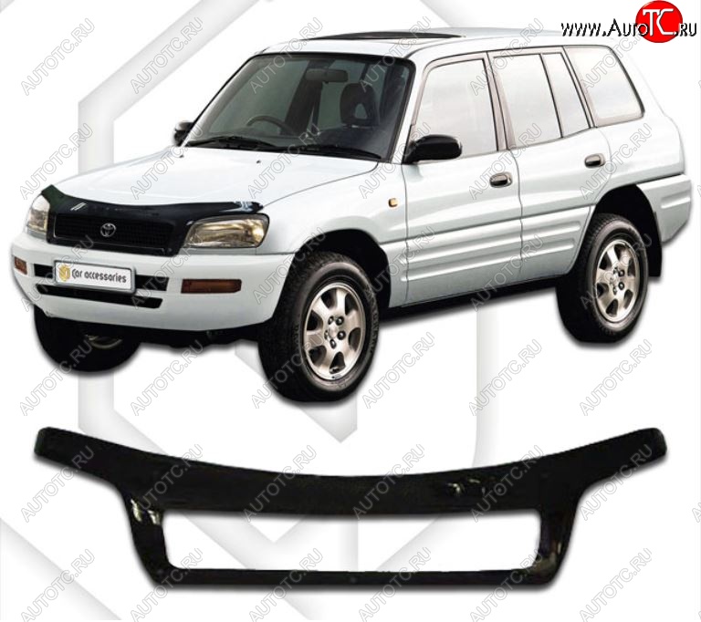 2 399 р. Дефлектор капота CA-Plastiс  Toyota RAV4  XA10 (1994-2000) 5 дв. дорестайлинг, 5 дв. рестайлинг (Classic черный, Без надписи)  с доставкой в г. Набережные‑Челны