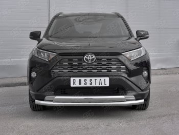 20 349 р. Защита переднего бампера (2 трубы Ø63 и 75х42 мм, нержавейка) Russtal Toyota RAV4 XA50 5 дв. дорестайлинг (2018-2024)  с доставкой в г. Набережные‑Челны. Увеличить фотографию 2