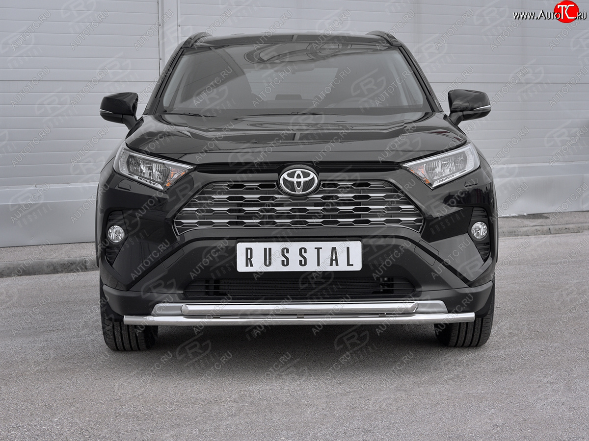 20 949 р. Защита переднего бампера (2 трубы Ø42 мм, нержавейка) SLITKOFF  Toyota RAV4  XA50 (2018-2024) 5 дв. дорестайлинг  с доставкой в г. Набережные‑Челны