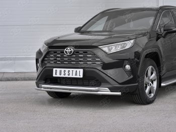 20 949 р. Защита переднего бампера (2 трубы Ø42 мм, нержавейка) SLITKOFF  Toyota RAV4  XA50 (2018-2024) 5 дв. дорестайлинг  с доставкой в г. Набережные‑Челны. Увеличить фотографию 3