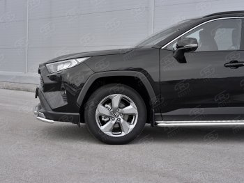 20 949 р. Защита переднего бампера (2 трубы Ø42 мм, нержавейка) SLITKOFF  Toyota RAV4  XA50 (2018-2024) 5 дв. дорестайлинг  с доставкой в г. Набережные‑Челны. Увеличить фотографию 4