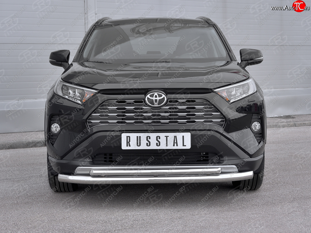 22 399 р. Защита переднего бампера (2 трубы Ø63 и 42 мм, нержавейка) SLITKOFF Toyota RAV4 XA50 5 дв. дорестайлинг (2018-2024)  с доставкой в г. Набережные‑Челны