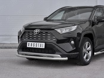 18 199 р. Защита переднего бампера (Ø63 мм, нержавейка) SLITKOFF Toyota RAV4 XA50 5 дв. дорестайлинг (2018-2024)  с доставкой в г. Набережные‑Челны. Увеличить фотографию 2