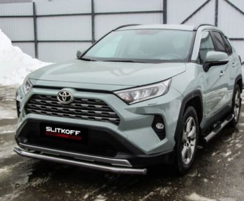 11 949 р. Защита переднего бампера Slitkoff (Ø57 мм)  Toyota RAV4  XA50 (2018-2024) 5 дв. дорестайлинг (Нержавейка)  с доставкой в г. Набережные‑Челны. Увеличить фотографию 2