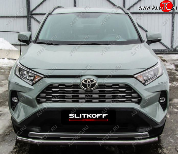 11 949 р. Защита переднего бампера Slitkoff (Ø57 мм)  Toyota RAV4  XA50 (2018-2024) 5 дв. дорестайлинг (Нержавейка)  с доставкой в г. Набережные‑Челны