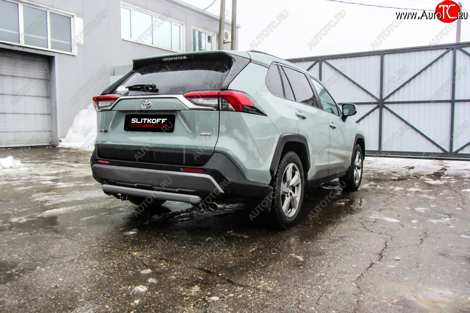 6 399 р. Защита заднего бампера Slitkoff (Ø57 мм)  Toyota RAV4  XA50 (2018-2025) 5 дв. дорестайлинг (Сталь с полимерным покрытием в цвет: серебристый)  с доставкой в г. Набережные‑Челны