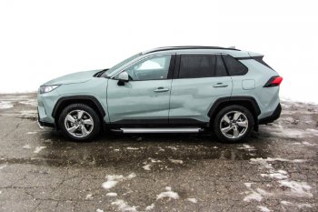 19 449 р. Пороги алюминиевые Slitkoff  Toyota RAV4  XA50 (2018-2024) 5 дв. дорестайлинг (Optima Silver)  с доставкой в г. Набережные‑Челны. Увеличить фотографию 2