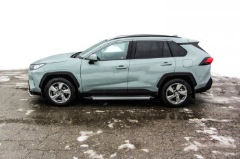 24 999 р. Пороги алюминиевые Slitkoff  Toyota RAV4  XA50 (2018-2024) 5 дв. дорестайлинг (Standart Silver)  с доставкой в г. Набережные‑Челны. Увеличить фотографию 3