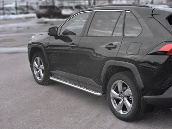 Пороги SLITKOFF d42 с листом Toyota (Тойота) RAV4 (рав)  XA50 (2018-2024) XA50 5 дв. дорестайлинг