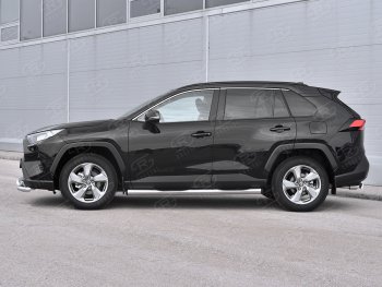 24 999 р. Защита порогов на SLITKOFF труба d76 с накладкой  Toyota RAV4  XA50 (2018-2024) 5 дв. дорестайлинг (защита порогов с заглушками на торцах)  с доставкой в г. Набережные‑Челны. Увеличить фотографию 3