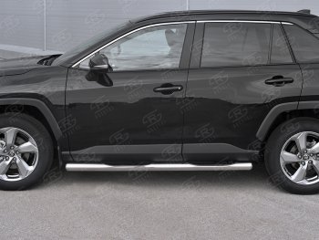 26 999 р. Защита порогов на SLITKOFF труба d76 с накладкой  Toyota RAV4  XA50 (2018-2024) 5 дв. дорестайлинг (защита порогов с закругленными торцами)  с доставкой в г. Набережные‑Челны. Увеличить фотографию 2