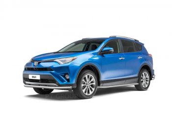 25 899 р. Порожки для ног из трубы Ø51 с алюминиевой площадкой Petroil Tuning Toyota RAV4 XA40 5 дв. дорестайлинг (2012-2015) (Нержавеющая полированная сталь)  с доставкой в г. Набережные‑Челны. Увеличить фотографию 2