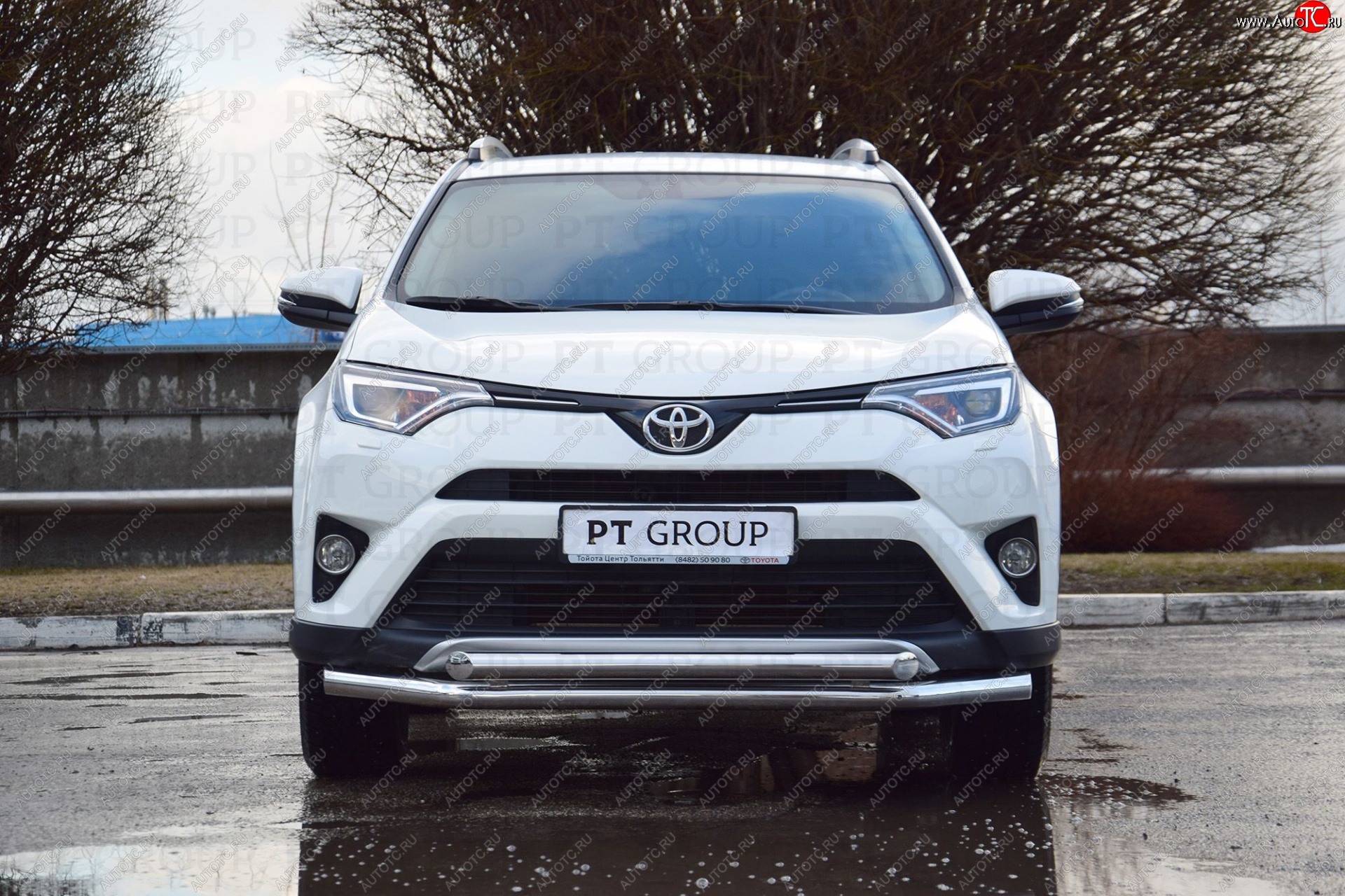 23 799 р. Защита переднего бампера двойная из труб d63/63 мм Petroil Tuning Toyota RAV4 XA40 5 дв. рестайлинг (2015-2019) (Нержавеющая полированная сталь)  с доставкой в г. Набережные‑Челны