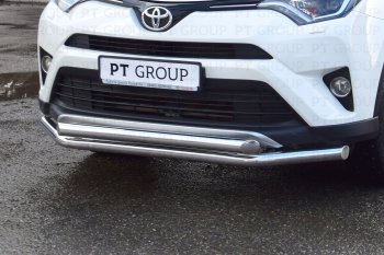 23 799 р. Защита переднего бампера двойная из труб d63/63 мм Petroil Tuning Toyota RAV4 XA40 5 дв. рестайлинг (2015-2019) (Нержавеющая полированная сталь)  с доставкой в г. Набережные‑Челны. Увеличить фотографию 3