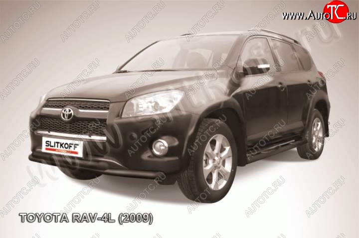 10 299 р. Защита переднего бампер Slitkoff Toyota RAV4 XA30 5 дв. удлиненный 1-ый рестайлинг (2009-2010) (Цвет: серебристый)  с доставкой в г. Набережные‑Челны