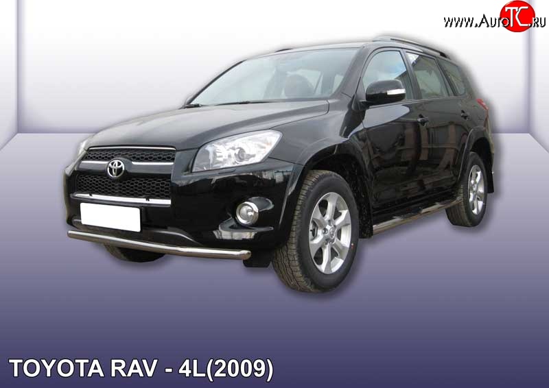 10 599 р. Одинарная защита переднего бампера из трубы диаметром 57 мм Slitkoff  Toyota RAV4  XA30 (2009-2010) 5 дв. удлиненный 1-ый рестайлинг (Цвет: нержавеющая полированная сталь)  с доставкой в г. Набережные‑Челны