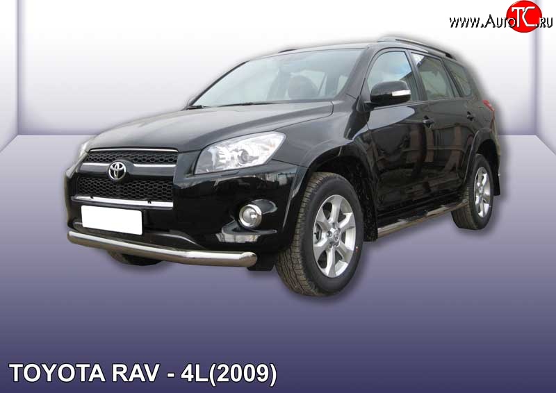 13 499 р. Одинарная защита переднего бампера диаметром 76 мм Slitkoff  Toyota RAV4  XA30 (2009-2010) 5 дв. удлиненный 1-ый рестайлинг (Цвет: нержавеющая полированная сталь)  с доставкой в г. Набережные‑Челны