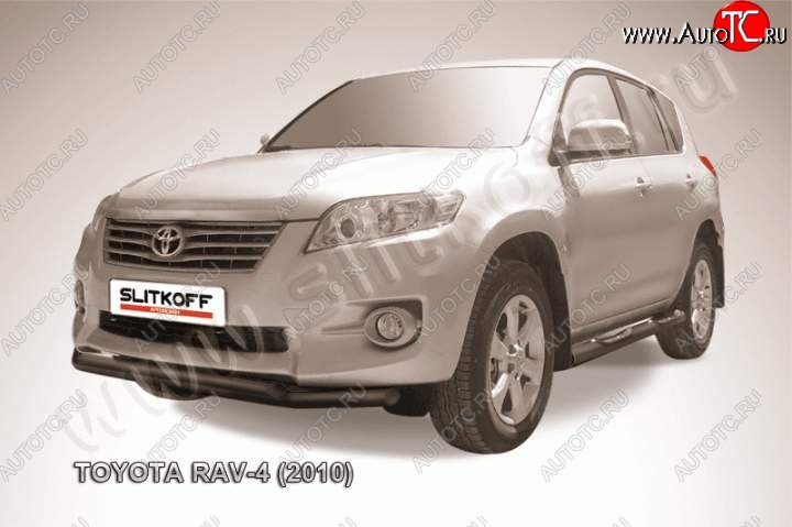 10 299 р. Защита переднего бампер Slitkoff Toyota RAV4 XA30 5 дв. удлиненный 2-ой рестайлинг (2010-2013) (Цвет: серебристый)  с доставкой в г. Набережные‑Челны