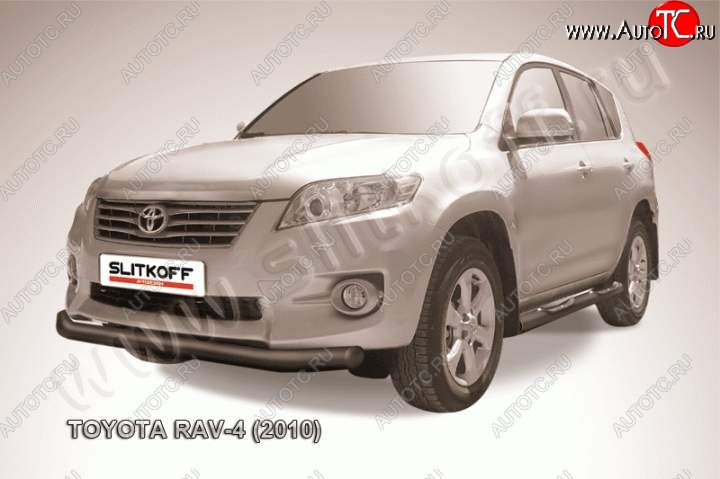 8 499 р. Защита переднего бампер Slitkoff  Toyota RAV4  XA30 (2010-2013) 5 дв. 2-ой рестайлинг, 5 дв. удлиненный 2-ой рестайлинг (Цвет: серебристый)  с доставкой в г. Набережные‑Челны