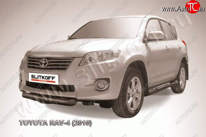 7 749 р. Защита переднего бампер Slitkoff  Toyota RAV4  XA30 (2010-2013) 5 дв. 2-ой рестайлинг, 5 дв. удлиненный 2-ой рестайлинг (Цвет: серебристый)  с доставкой в г. Набережные‑Челны