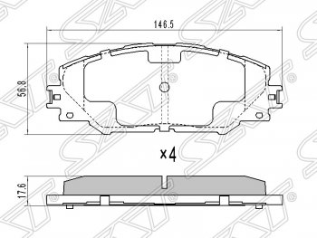 Колодки тормозные SAT (передние) Toyota (Тойота) RAV4 (рав) ( XA305,  XA30,  XA40) (2005-2015) XA305, XA30, XA40 5 дв. дорестайлинг, 5 дв. 2-ой рестайлинг, 5 дв. удлиненный 2-ой рестайлинг, 5 дв. дорестайлинг