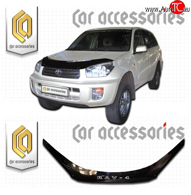 2 199 р. Дефлектор капота CA-Plastic  Toyota RAV4  CA20 (2000-2005) 5 дв. дорестайлинг, 5 дв. рестайлинг (Classic черный, Без надписи)  с доставкой в г. Набережные‑Челны