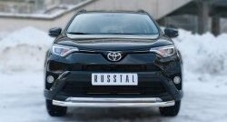 Защита переднего бампера (2 трубыØ63 и 42 мм, нержавейка) SLITKOFF Toyota (Тойота) RAV4 (рав)  XA40 (2015-2019) XA40 5 дв. рестайлинг