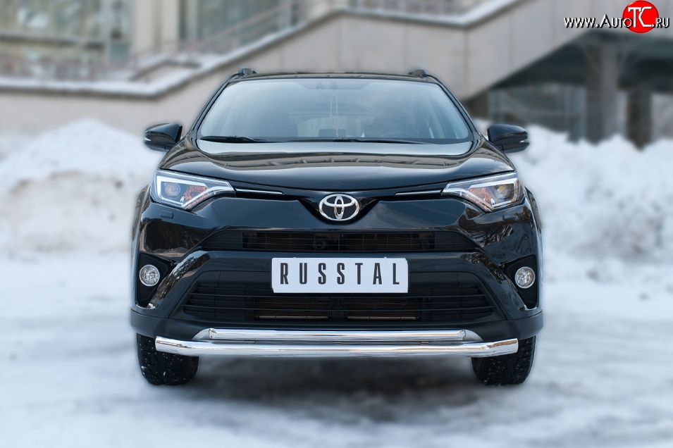 21 699 р. Защита переднего бампера (2 трубыØ63 и 42 мм, нержавейка) SLITKOFF  Toyota RAV4  XA40 (2015-2019) 5 дв. рестайлинг  с доставкой в г. Набережные‑Челны