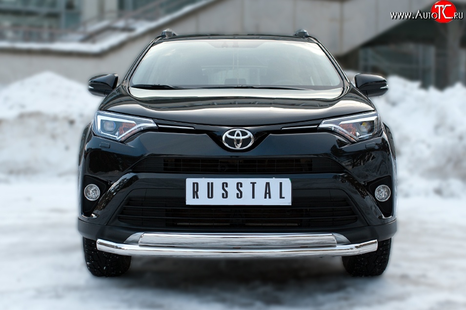 20 349 р. Защита переднего бампера (2 трубыØ75х42 и 63 мм, нержавейка) Russtal Toyota RAV4 XA40 5 дв. рестайлинг (2015-2019)  с доставкой в г. Набережные‑Челны