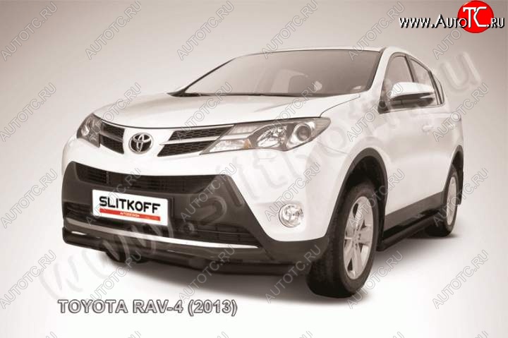 9 599 р. Защита переднего бампер Slitkoff  Toyota RAV4  XA40 (2012-2015) 5 дв. дорестайлинг (Цвет: серебристый)  с доставкой в г. Набережные‑Челны