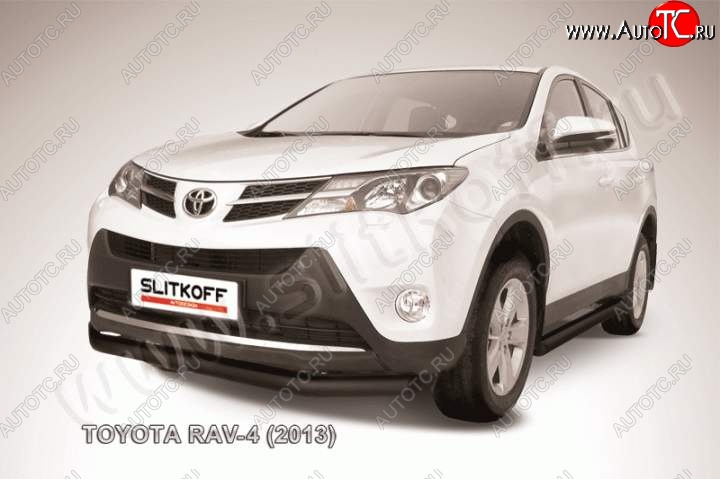 8 599 р. Защита переднего бампер Slitkoff  Toyota RAV4  XA40 (2012-2015) 5 дв. дорестайлинг (Цвет: серебристый)  с доставкой в г. Набережные‑Челны