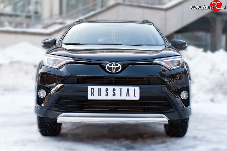 15 999 р. Защита переднего бампера (Ø75х42 мм, нержавейка) Russtal Toyota RAV4 XA40 5 дв. рестайлинг (2015-2019)  с доставкой в г. Набережные‑Челны