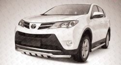 Защита переднего бампера из трёх труб диаметром 57 мм с зубьями Slitkoff Toyota RAV4 XA40 5 дв. дорестайлинг (2012-2015)