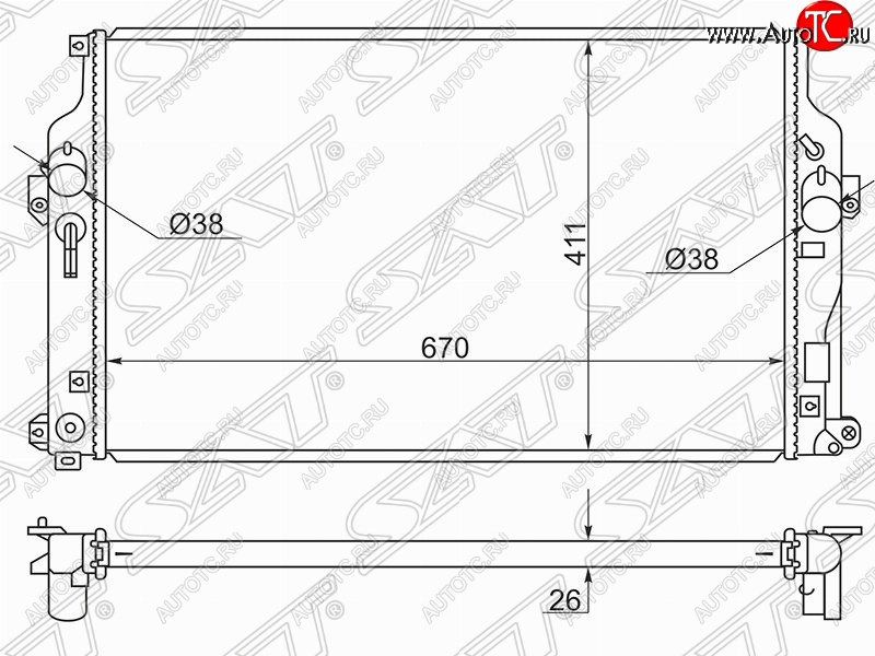 8 399 р. Радиатор двигателя SAT Toyota RAV4 XA40 5 дв. дорестайлинг (2012-2015)  с доставкой в г. Набережные‑Челны