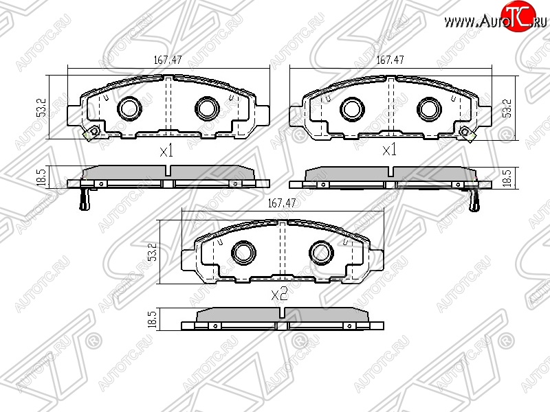 1 539 р. Колодки тормозные SAT (передние) Toyota Venza GV10 дорестайлинг (2008-2012)  с доставкой в г. Набережные‑Челны