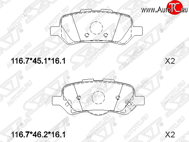 979 р. Колодки тормозные SAT (задние) Toyota Venza GV10 дорестайлинг (2008-2012)  с доставкой в г. Набережные‑Челны