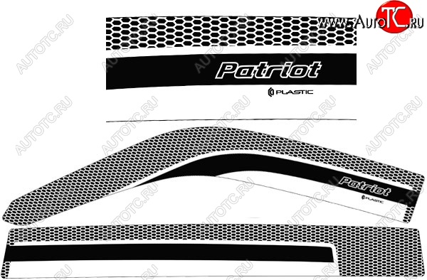 2 289 р. Дефлектора окон CA-Plastic  Уаз Патриот ( 3163 5-дв.,  3163 5 дв.) (2014-2025) 1-ый рестайлинг, 2-ой рестайлинг (Серия Art белая, Без хром.молдинга)  с доставкой в г. Набережные‑Челны