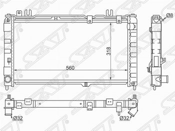 Радиатор двигателя (трубчатый) SAT Лада Гранта 2191 лифтбэк дорестайлинг  (2013-2017)
