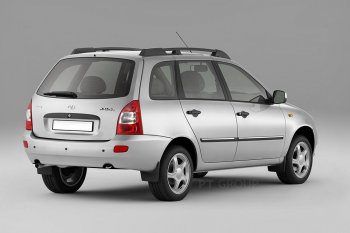 5 299 р. Рейлинги Petroil Tuning Усиленные Лада Калина 1117 универсал (2004-2013) (Черный муар, крыша с ребром жесткости)  с доставкой в г. Набережные‑Челны. Увеличить фотографию 3