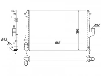 Радиатор двигателя (трубчатый, МКПП) SAT Renault Duster HS дорестайлинг (2010-2015)
