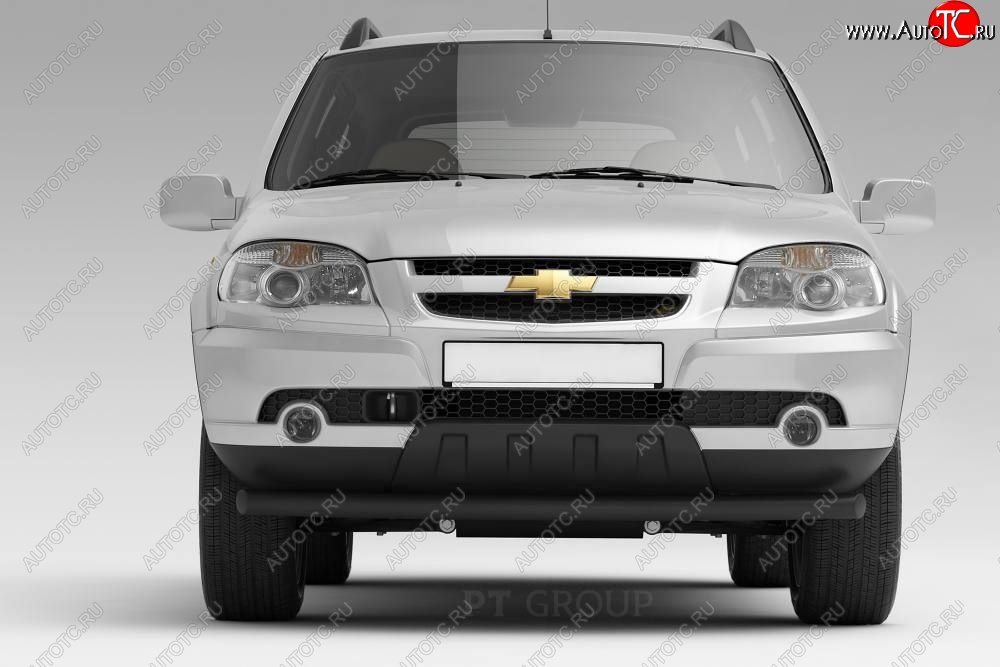 4 399 р. Защита переднего бампера Petroil Tuning (Ø63 мм) Chevrolet Niva 2123 рестайлинг (2009-2020) (Сталь с полимерным покрытием в цвет: черный ❞Шагрень❝)  с доставкой в г. Набережные‑Челны