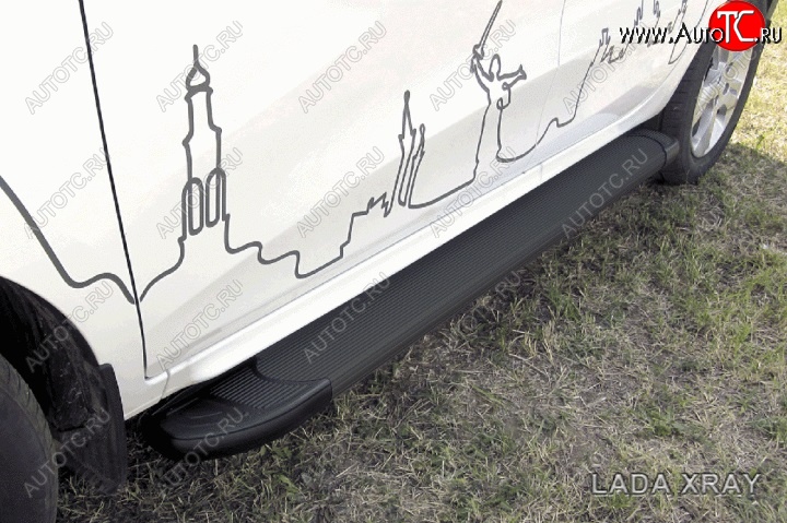19 449 р. Алюминиевые пороги для ног Slitkoff (Optima)  Лада XRAY (2016-2022) (Чёрные)  с доставкой в г. Набережные‑Челны