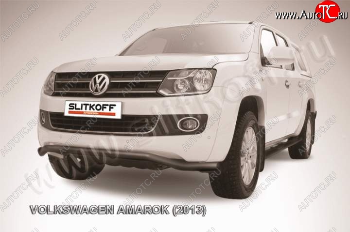 12 399 р. Защита переднего бампер Slitkoff Volkswagen Amarok дорестайлинг (2009-2016) (Цвет: серебристый)  с доставкой в г. Набережные‑Челны